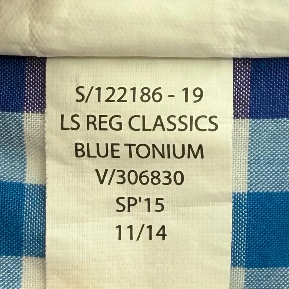 Old Navy Blue Tonium Gingham Check Button Down Shirt Mens XL Preppy Grandpa Core